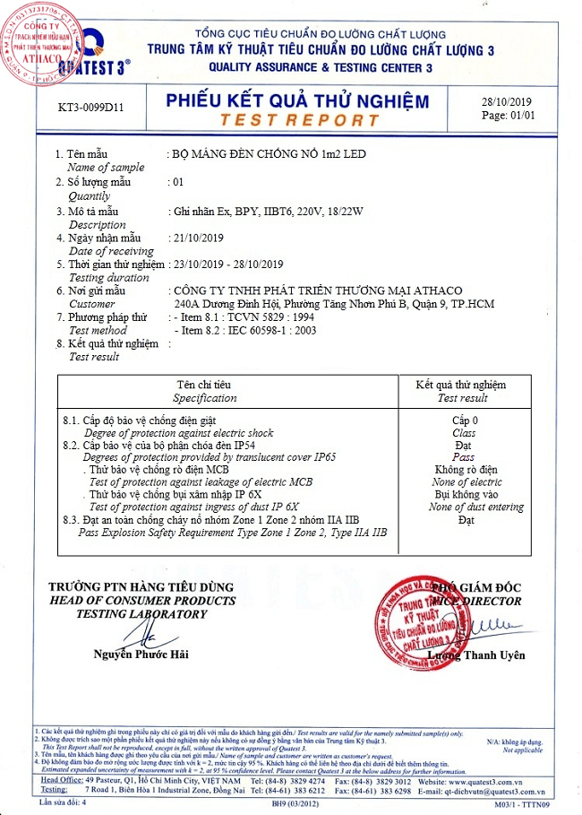 Điểm nổi bật của mẫu đèn chống cháy nổ đôi 1m2 AThaco Đèn chống cháy nổ đôi 1m2 AThaco