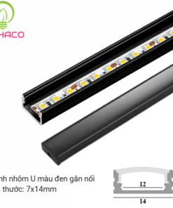 Thanh nhôm LED màu đen gắn nổi U 1407