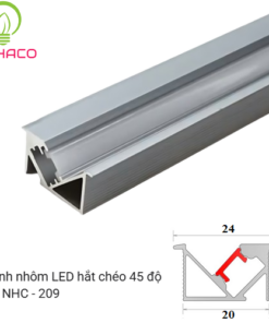 Thanh nhôm LED hắt chéo gắn âm tủ kệ