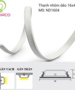 Thanh nhôm uốn cong LED Profile 1604